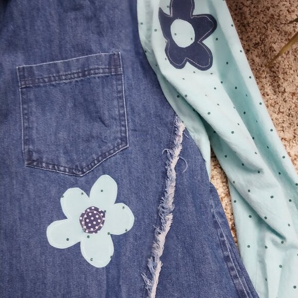 3655 Size Small Easel Upcycled Jean Shacket In Teal and Blue. NWT - Picture 3 of 7